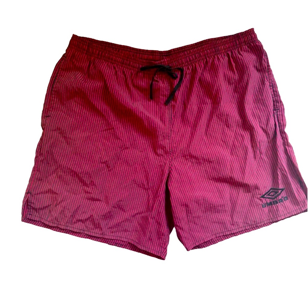 Vintage 90s Nylon UMBRO Men’s Soccer Shorts Red & Black Striped Sz XL